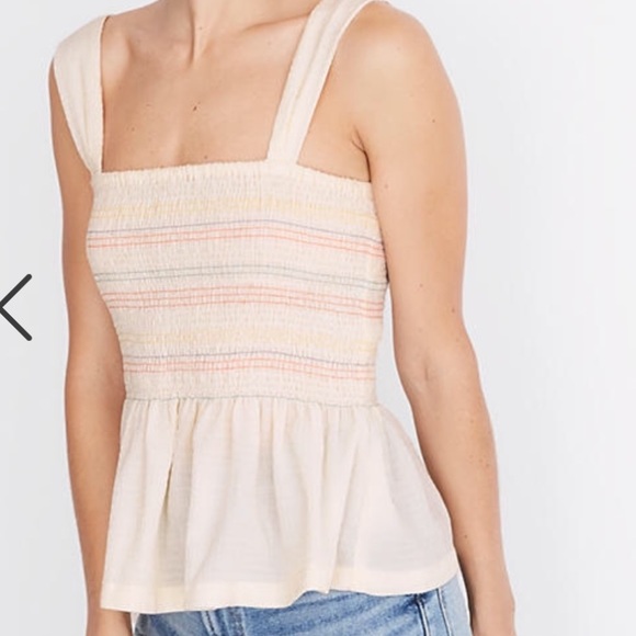 smocked peplum tank top